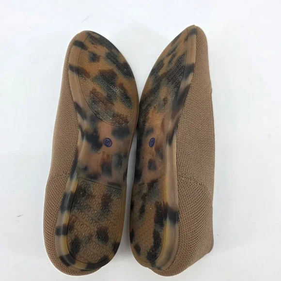 Rothys The Point Brown Knit Flats Women 7.5 Tortoise Shell Sole Blue Halo Ring - Picture 4 of 4